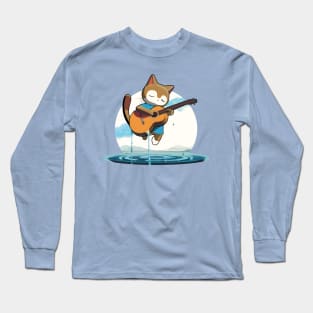 Anime Cat Playing Guitar Long Sleeve T-Shirt